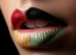 Labbra femminili dipinte con colori artistici: la sinestesia tra colore e sapore nell'approccio di Cucino di Te, private chef tra Lombardia e Canton Ticino.